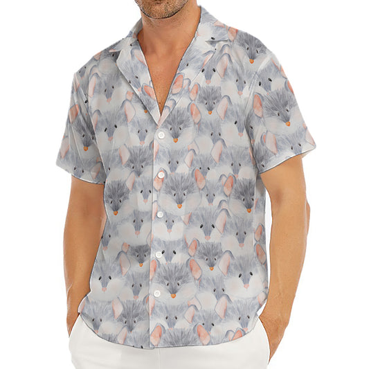 Watercolor Rat Pattern Print Men's Deep V-Neck Shirt