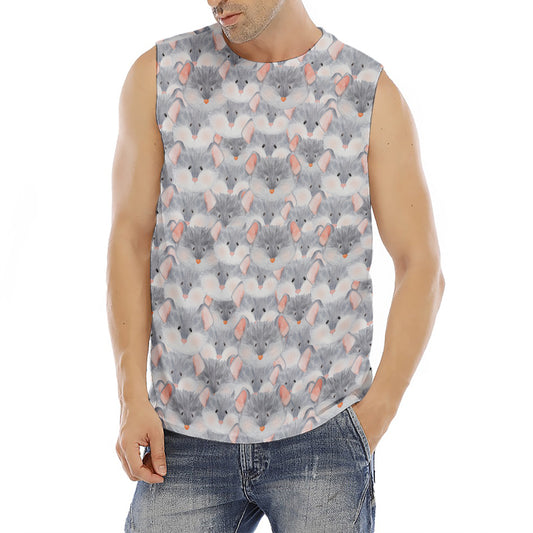 Watercolor Rat Pattern Print Men's Fitness Tank Top