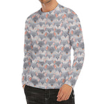 Watercolor Rat Pattern Print Men's Long Sleeve Rash Guard