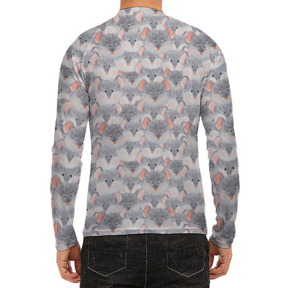 Watercolor Rat Pattern Print Men's Long Sleeve Rash Guard