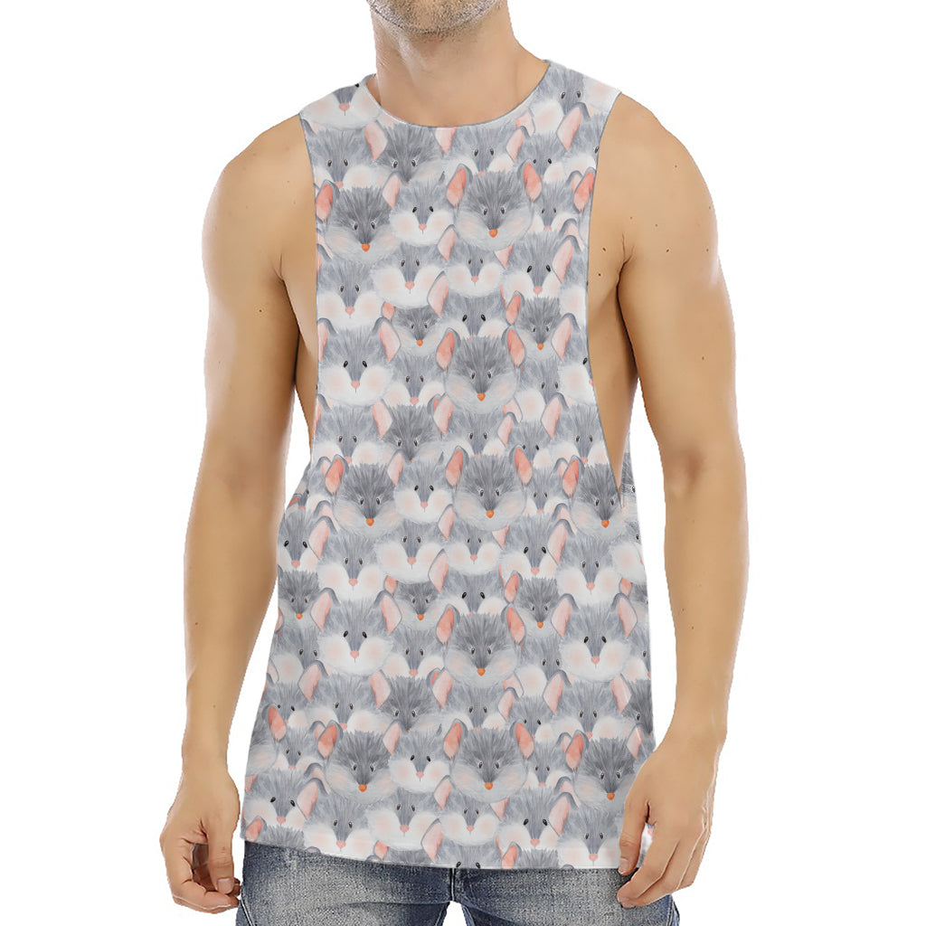 Watercolor Rat Pattern Print Men's Muscle Tank Top