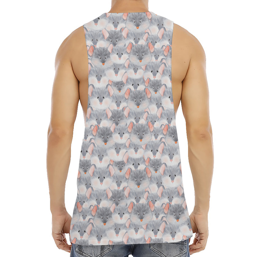 Watercolor Rat Pattern Print Men's Muscle Tank Top