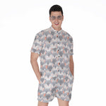 Watercolor Rat Pattern Print Men's Rompers