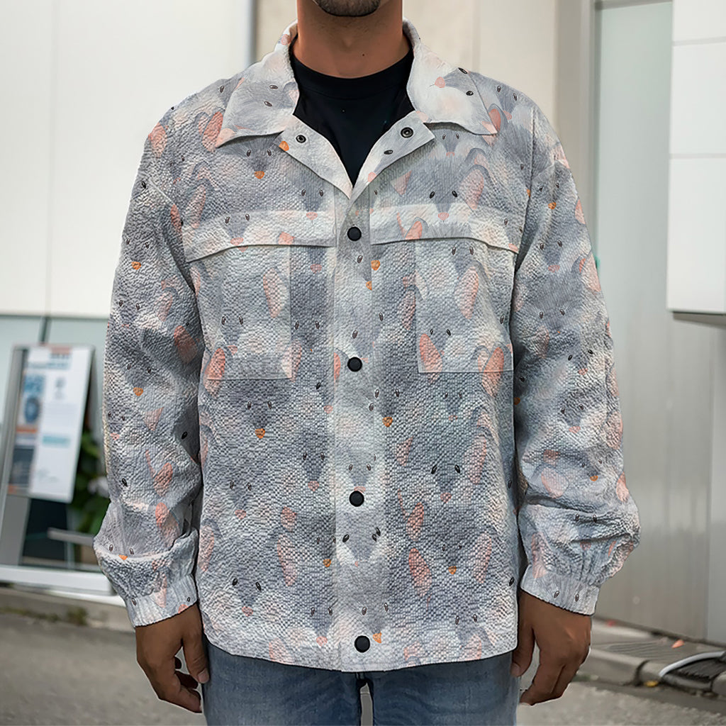 Watercolor Rat Pattern Print Men's Shirt Jacket