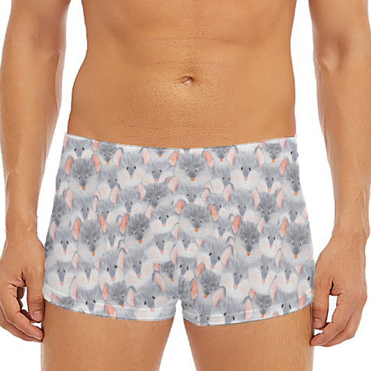 Watercolor Rat Pattern Print Men's Short Boxer Briefs