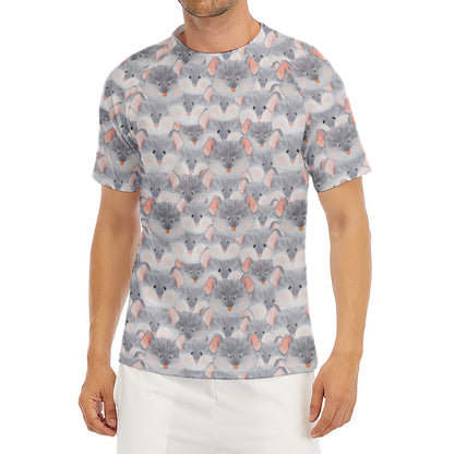 Watercolor Rat Pattern Print Men's Short Sleeve Rash Guard