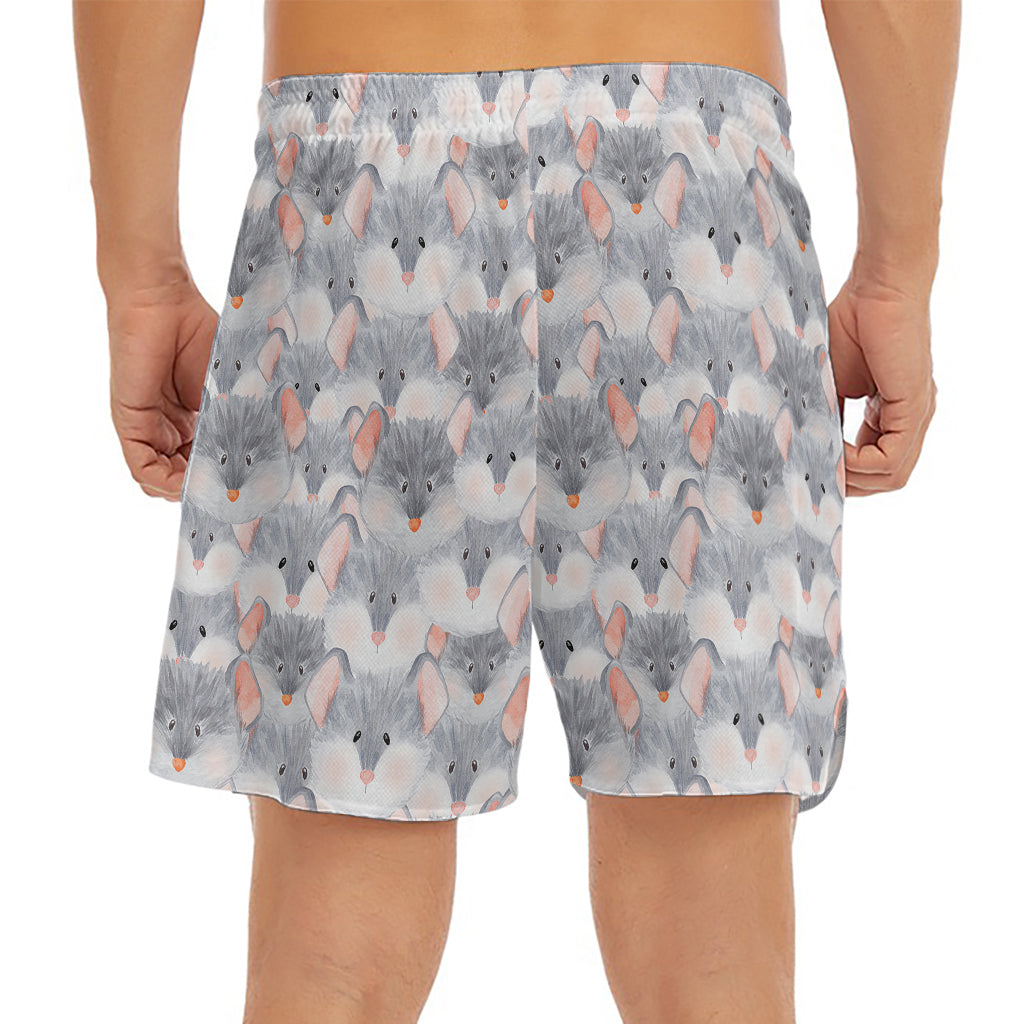 Watercolor Rat Pattern Print Men's Split Running Shorts