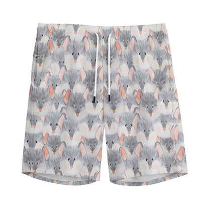 Watercolor Rat Pattern Print Men's Sports Shorts