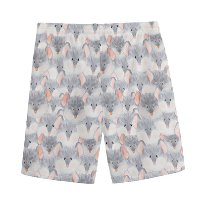 Watercolor Rat Pattern Print Men's Sports Shorts
