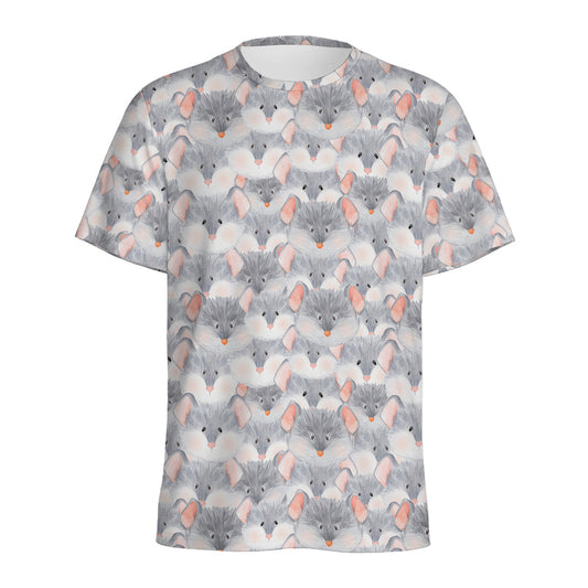 Watercolor Rat Pattern Print Men's Sports T-Shirt