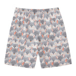 Watercolor Rat Pattern Print Men's Swim Trunks