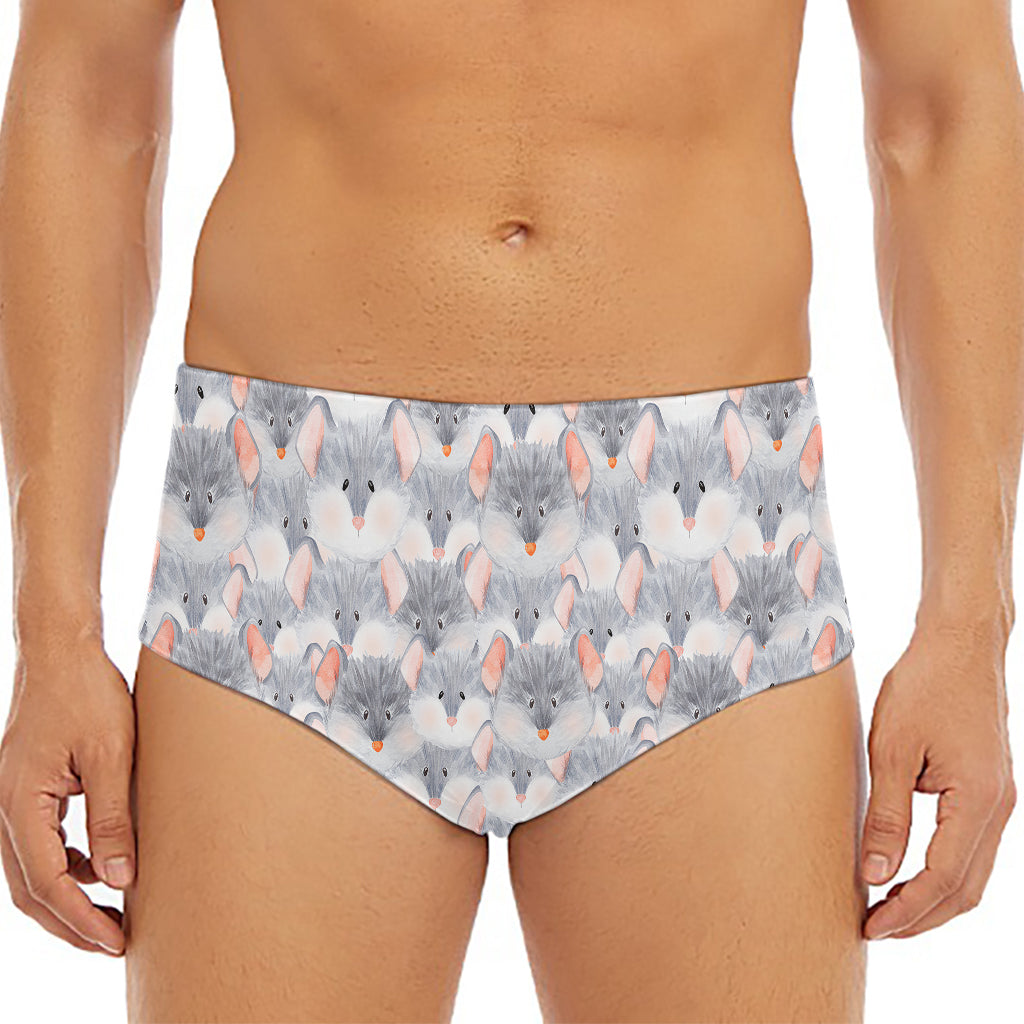 Watercolor Rat Pattern Print Men's Triangle Swim Briefs