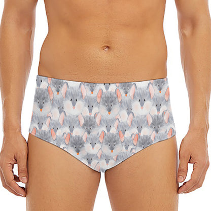 Watercolor Rat Pattern Print Men's Triangle Swim Briefs