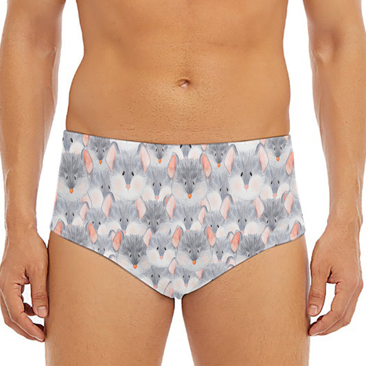 Watercolor Rat Pattern Print Men's Triangle Swim Briefs