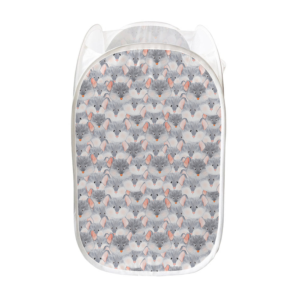 Watercolor Rat Pattern Print Mesh Laundry Hamper