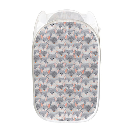 Watercolor Rat Pattern Print Mesh Laundry Hamper