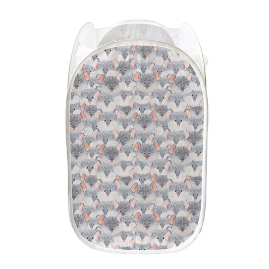 Watercolor Rat Pattern Print Mesh Laundry Hamper