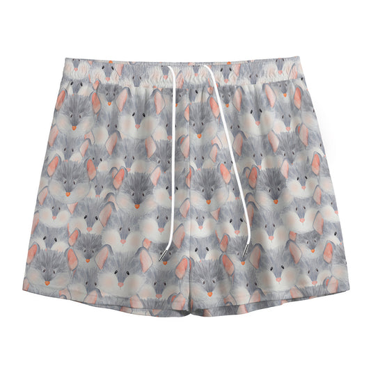 Watercolor Rat Pattern Print Mesh Shorts
