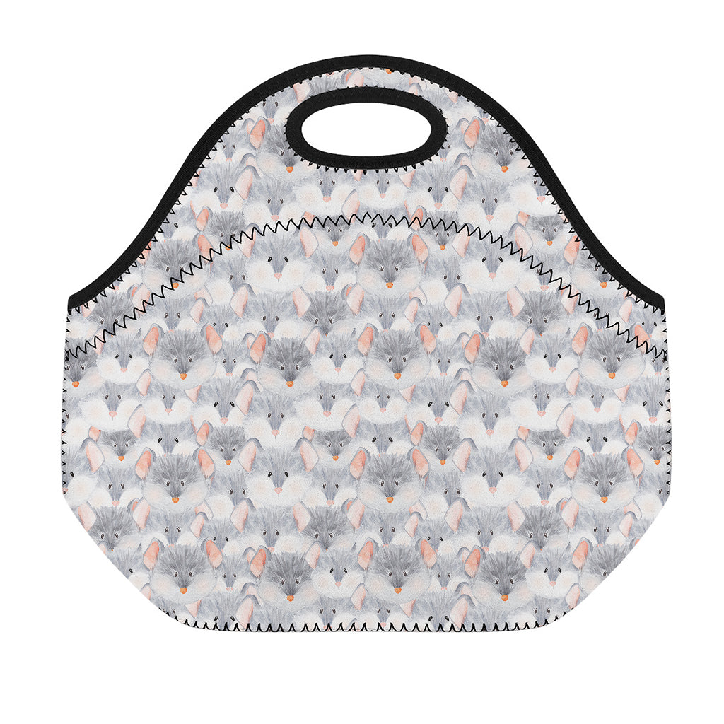 Watercolor Rat Pattern Print Neoprene Lunch Bag