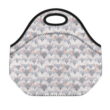 Watercolor Rat Pattern Print Neoprene Lunch Bag