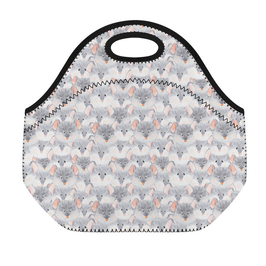 Watercolor Rat Pattern Print Neoprene Lunch Bag