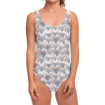 Watercolor Rat Pattern Print One Piece Swimsuit