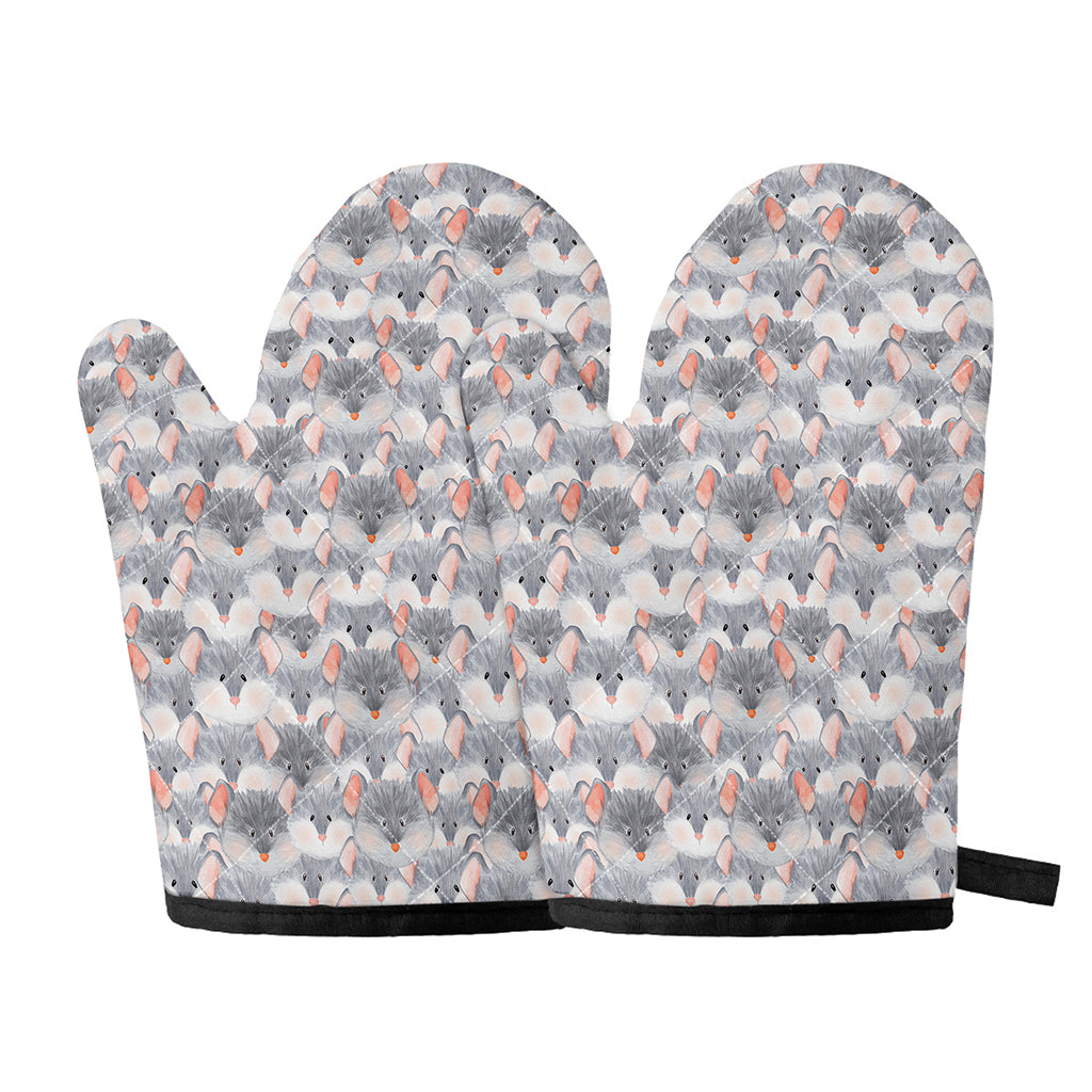Watercolor Rat Pattern Print Oven Mitts