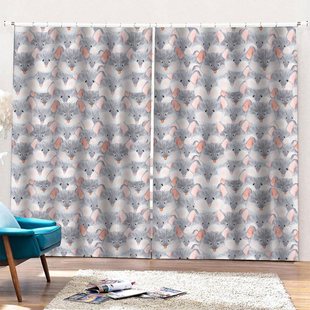 Watercolor Rat Pattern Print Pencil Pleat Curtains