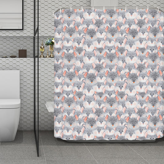 Watercolor Rat Pattern Print Polyester Shower Curtain