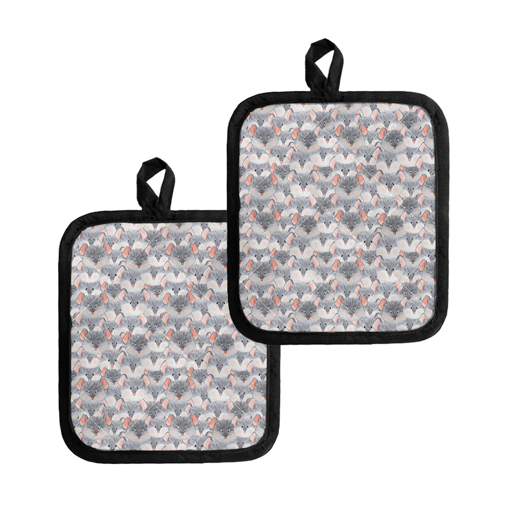 Watercolor Rat Pattern Print Pot Holders