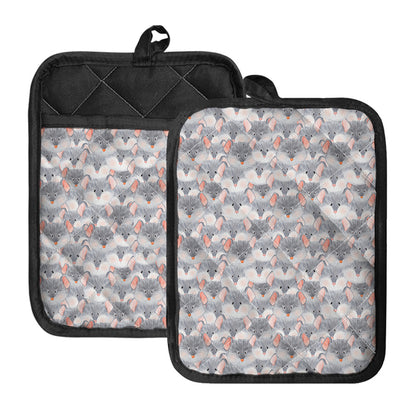 Watercolor Rat Pattern Print Pot Holders With Pocket