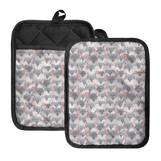 Watercolor Rat Pattern Print Pot Holders With Pocket