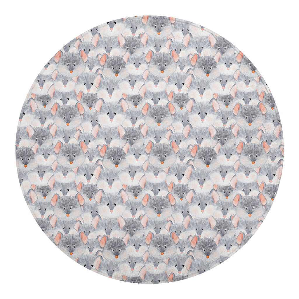 Watercolor Rat Pattern Print Round Blanket