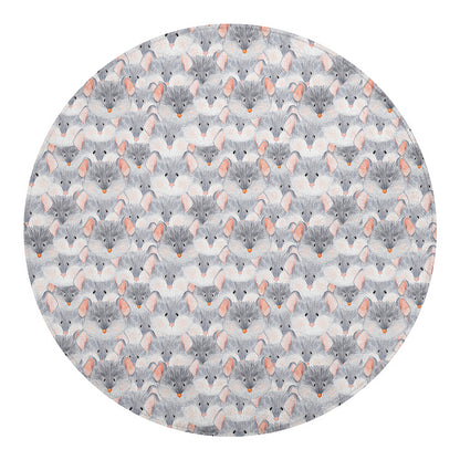 Watercolor Rat Pattern Print Round Blanket