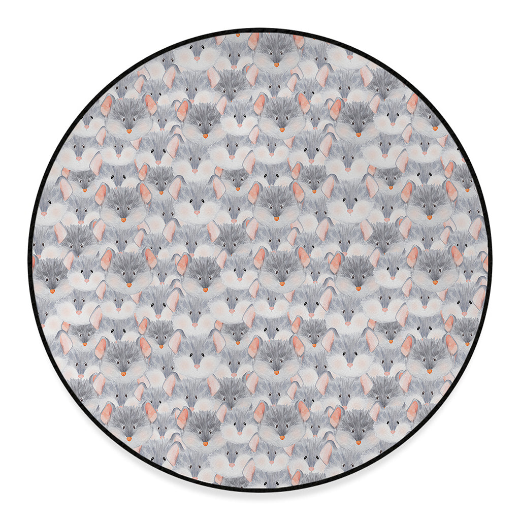 Watercolor Rat Pattern Print Round Floor Mat