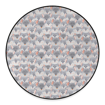 Watercolor Rat Pattern Print Round Floor Mat