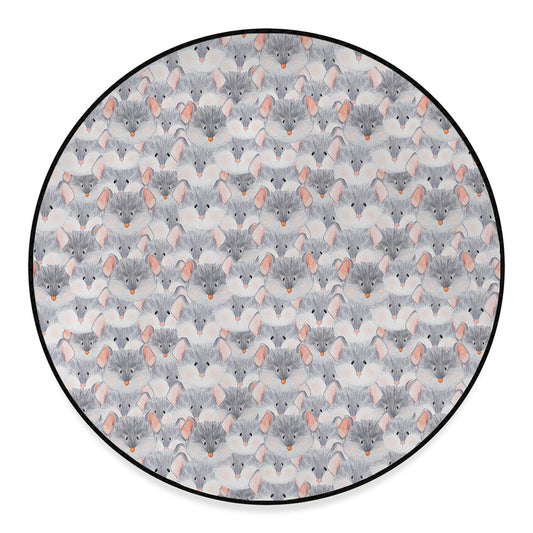 Watercolor Rat Pattern Print Round Floor Mat