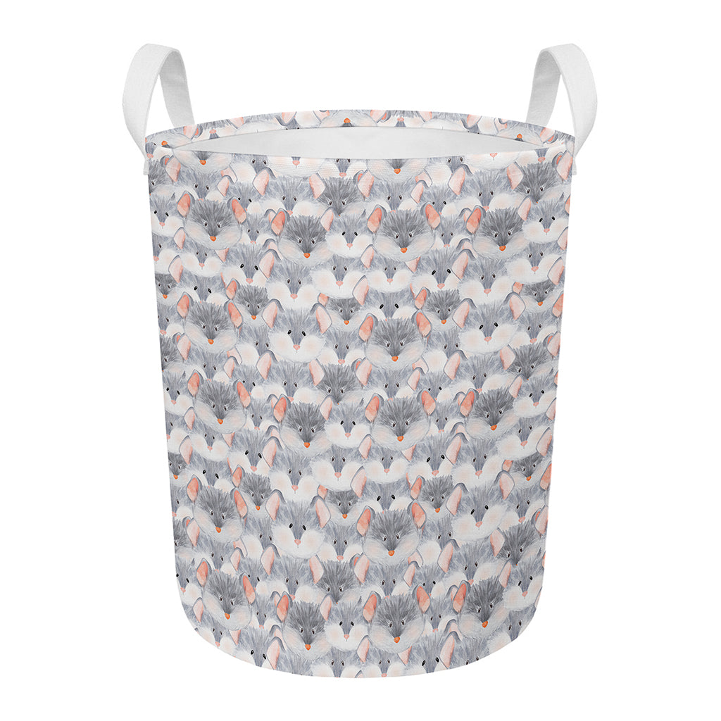 Watercolor Rat Pattern Print Round Laundry Basket