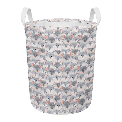 Watercolor Rat Pattern Print Round Laundry Basket