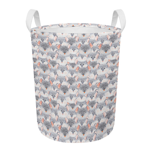 Watercolor Rat Pattern Print Round Laundry Basket