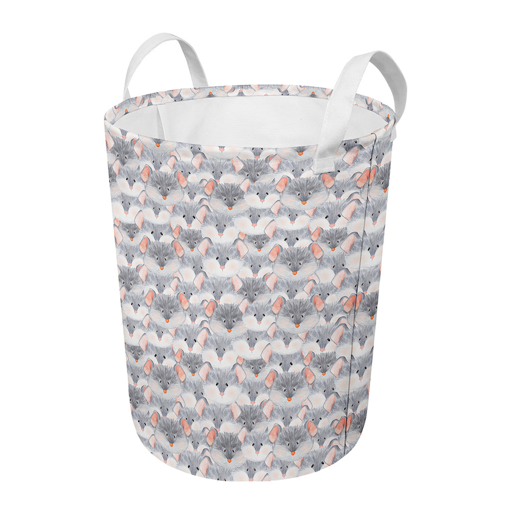 Watercolor Rat Pattern Print Round Laundry Basket