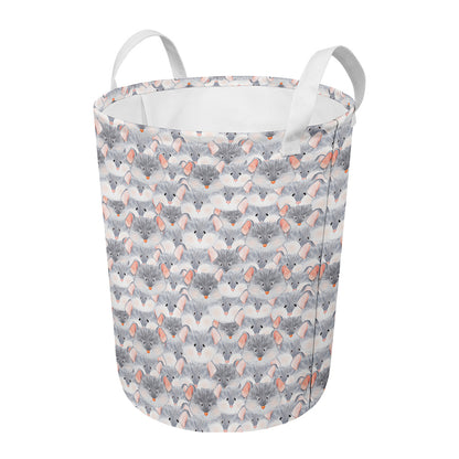 Watercolor Rat Pattern Print Round Laundry Basket