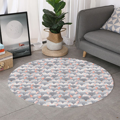 Watercolor Rat Pattern Print Round Rug