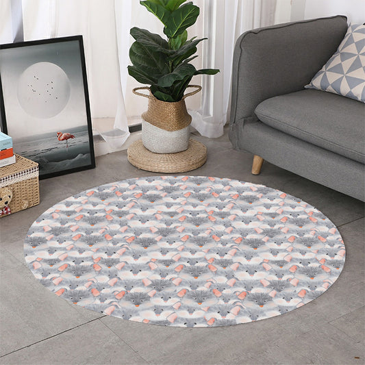 Watercolor Rat Pattern Print Round Rug