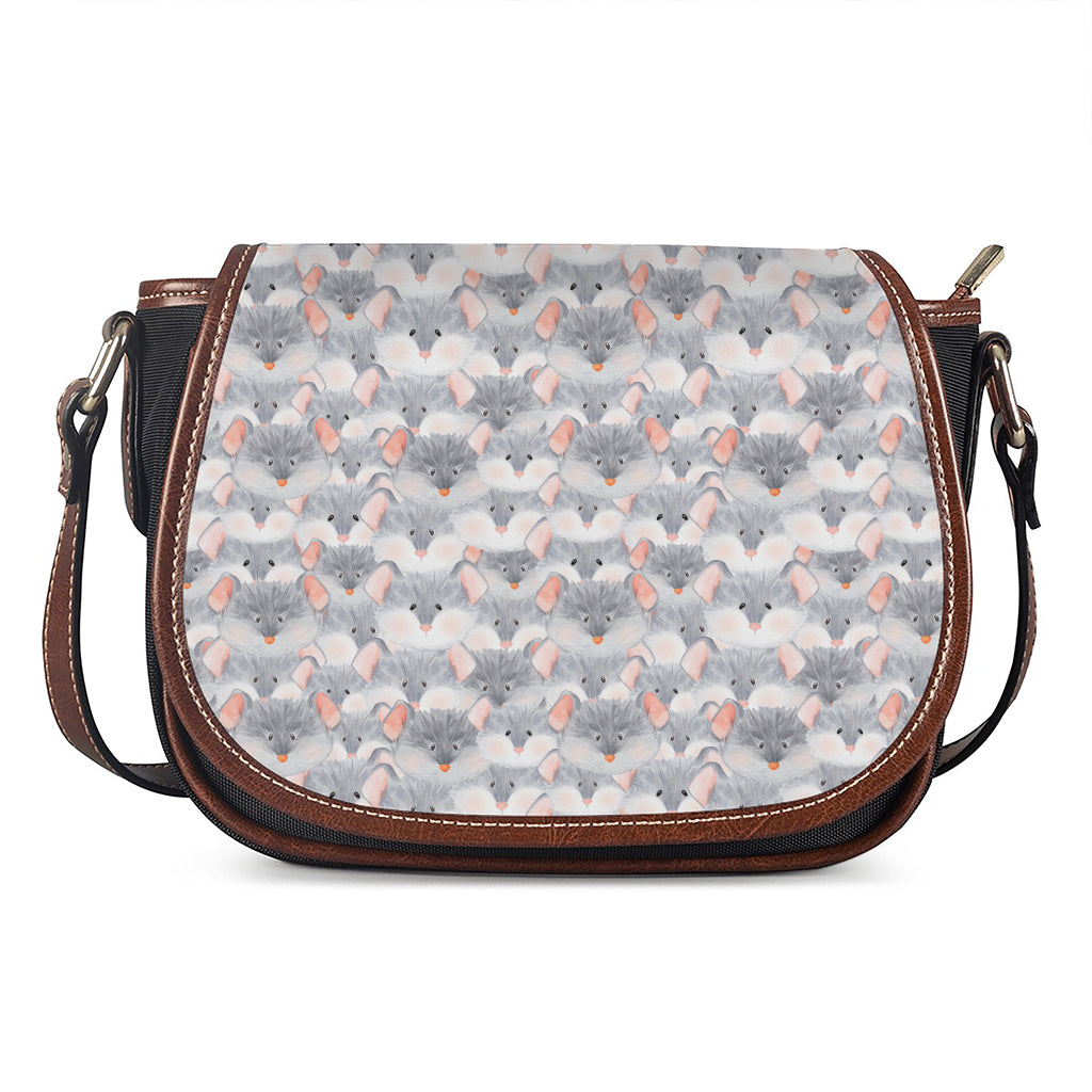 Watercolor Rat Pattern Print Saddle Bag