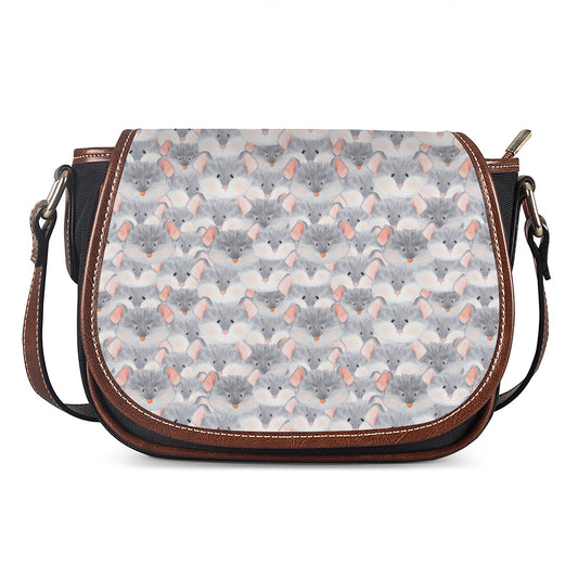 Watercolor Rat Pattern Print Saddle Bag