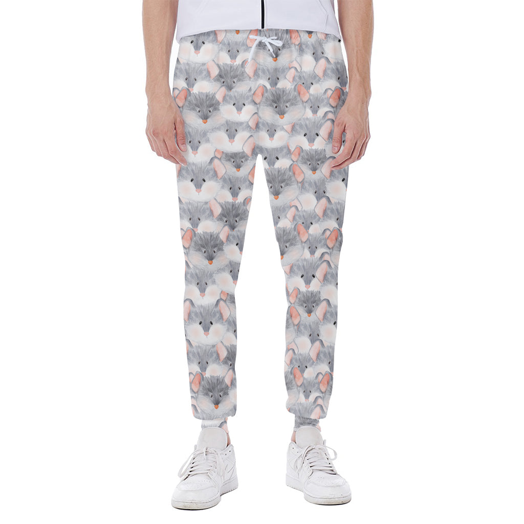 Watercolor Rat Pattern Print Scuba Joggers