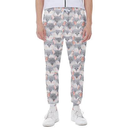 Watercolor Rat Pattern Print Scuba Joggers
