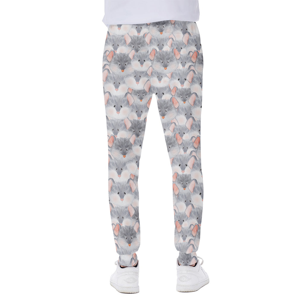 Watercolor Rat Pattern Print Scuba Joggers