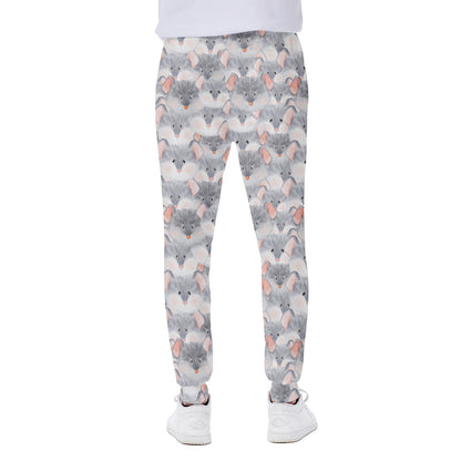 Watercolor Rat Pattern Print Scuba Joggers